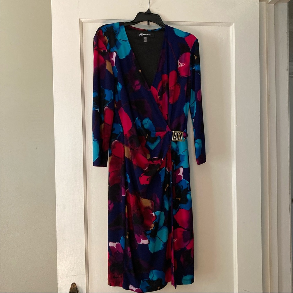 Anne Klein Faux Wrap Dress with 3/4 “ Sleeve - Size Small